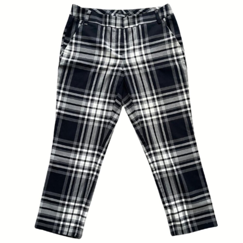 7TH AVENUE Women's Plaid Dress Pants Retro Bootcut Black & White S8